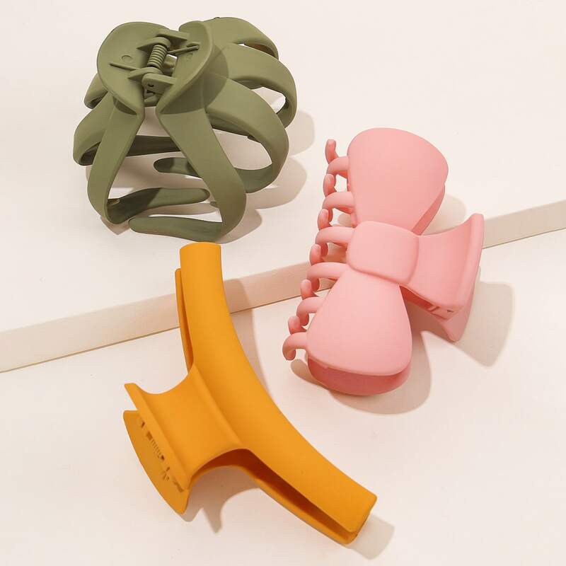

3pcs Bow Decor Hair Claw, Multicolor