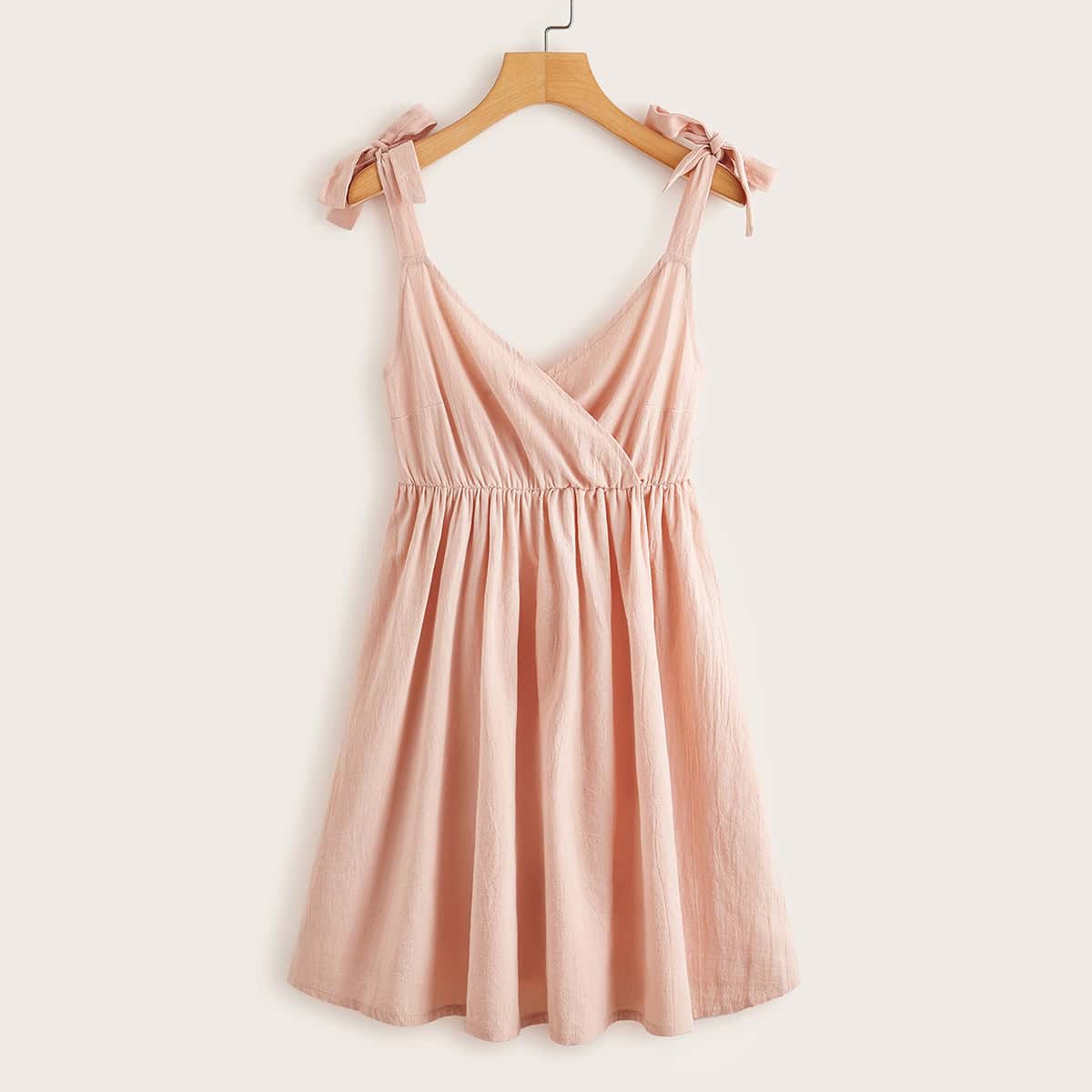

Tie Strap Wrap Pink Sundress