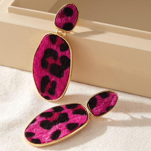 

1pair Leopard Pattern Drop Earrings, Multicolor
