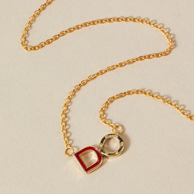 

1pc Letter Charm Necklace, Gold