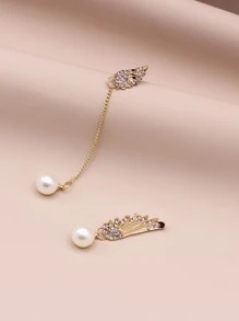 1 đôi Đồ trang trí Rhinestone Cánh & Đồ trang trí Ngọc Trai giả Thả hoa tai - Nhiều màu - Xem 2