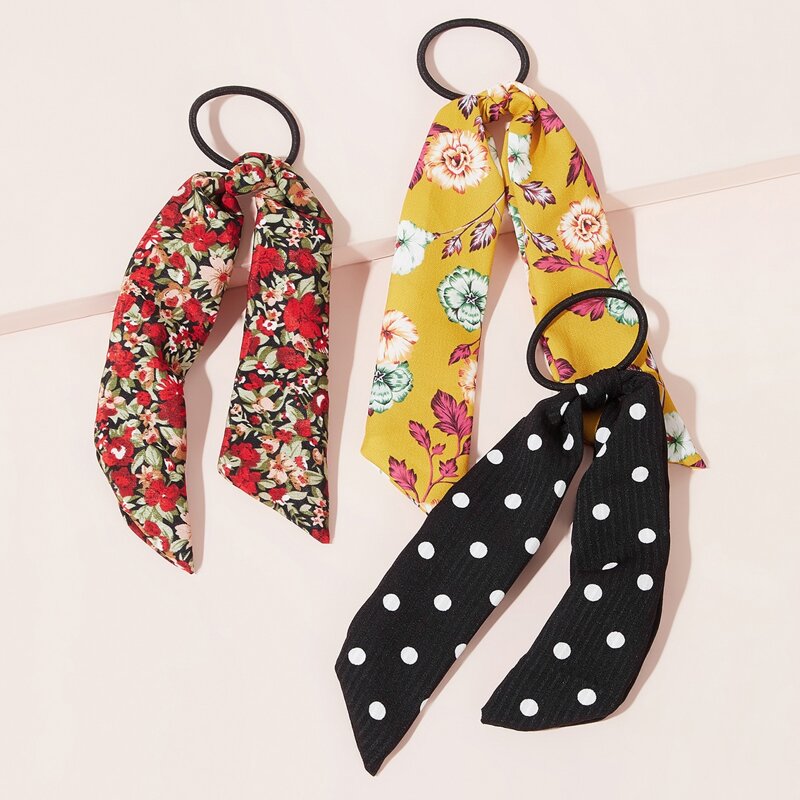 

Polka Dot & Ditsy Floral Pattern Hair Tie, Multicolor