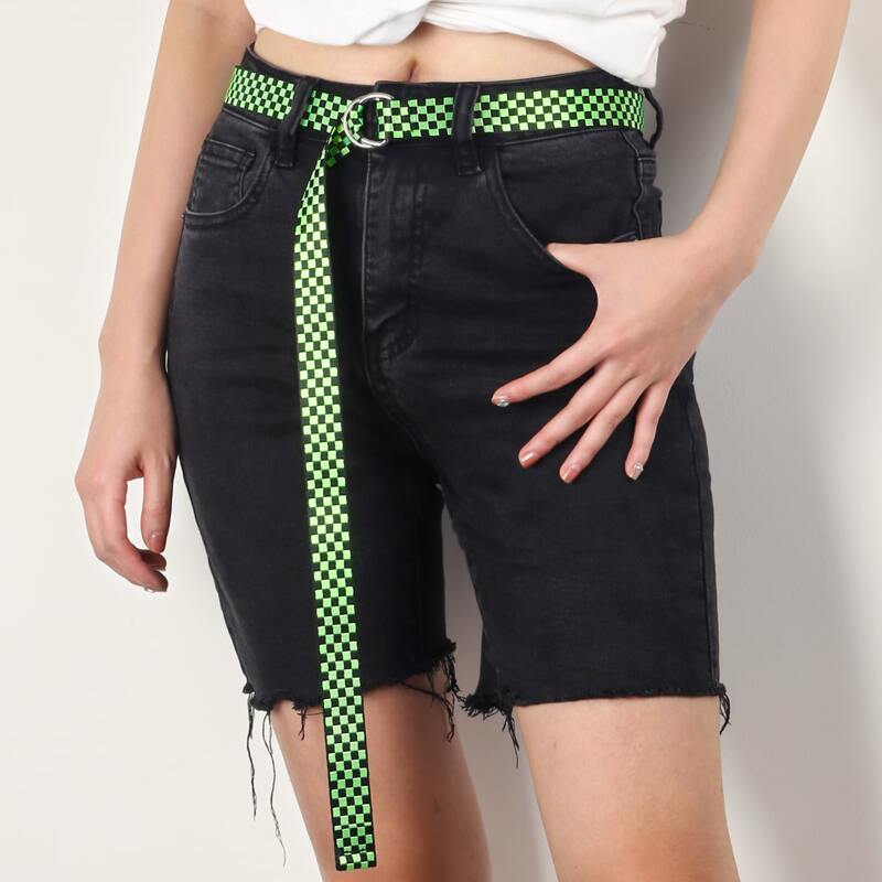 

Plaid Pattern Tape Belt, Multicolor