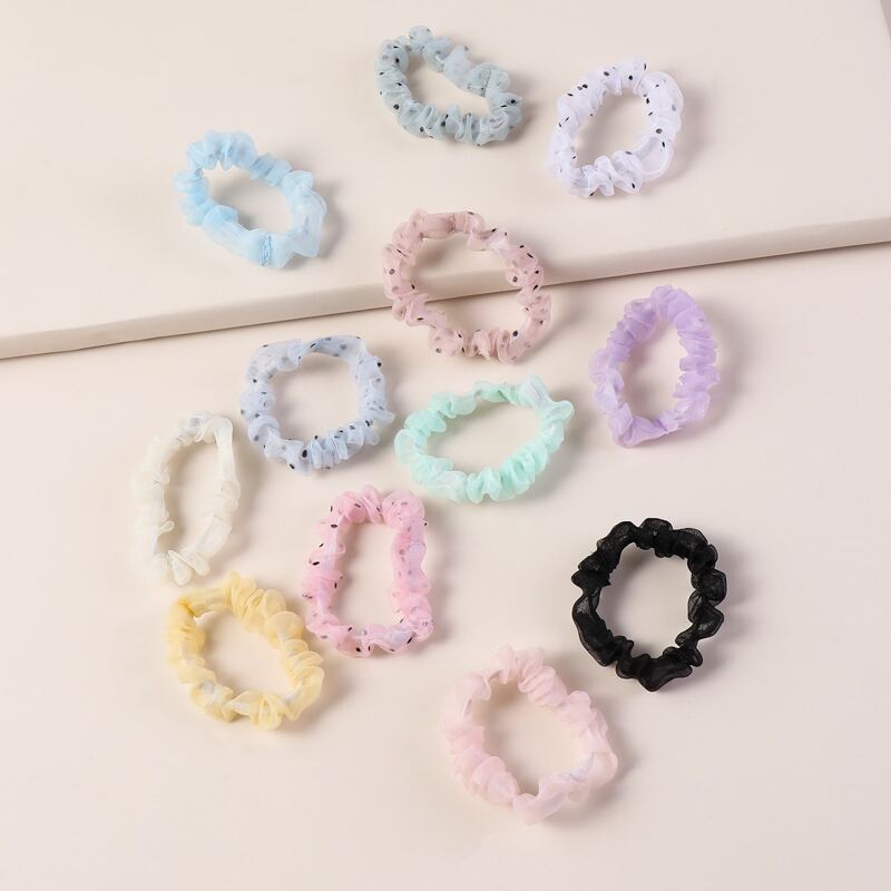 

12pcs Polka Dot Pattern Mesh Scrunchie, Multicolor