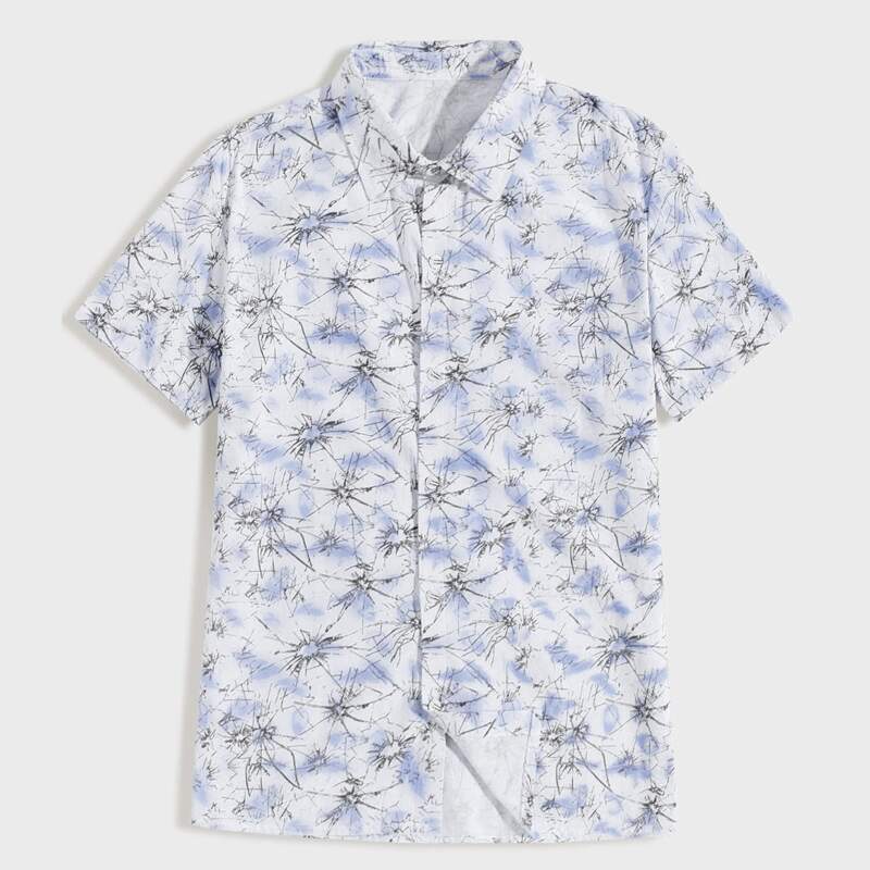 

Guys Tie Dye Button Up Shirt, Blue