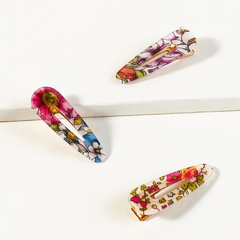 

3pcs Floral Pattern Hair Clip, Multicolor