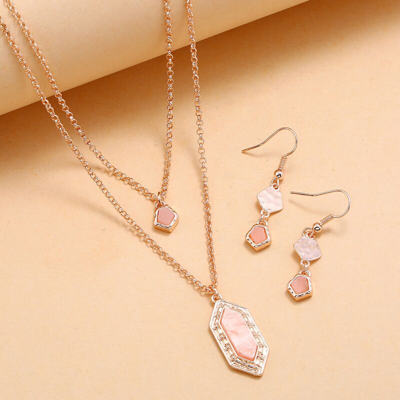 

3pcs Geometric Design Charm Necklace & Earrings