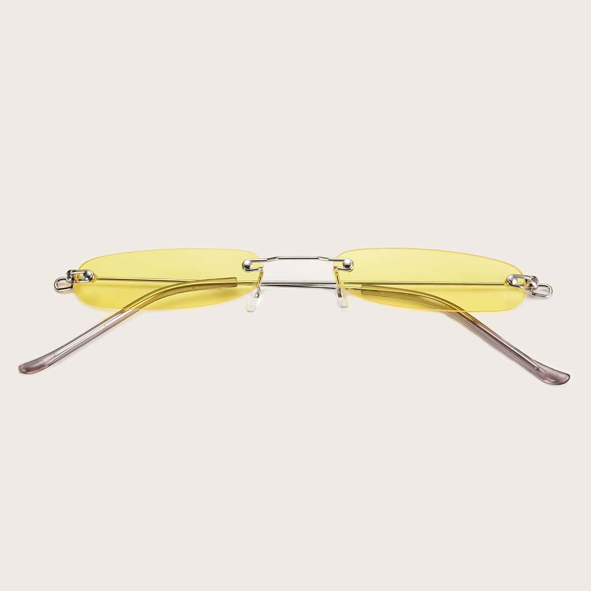 

Rimless Irregular Frame Sunglasses With Case, Yellow