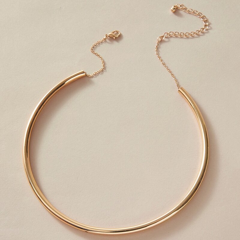 

1pc Simple Metal Choker, Gold