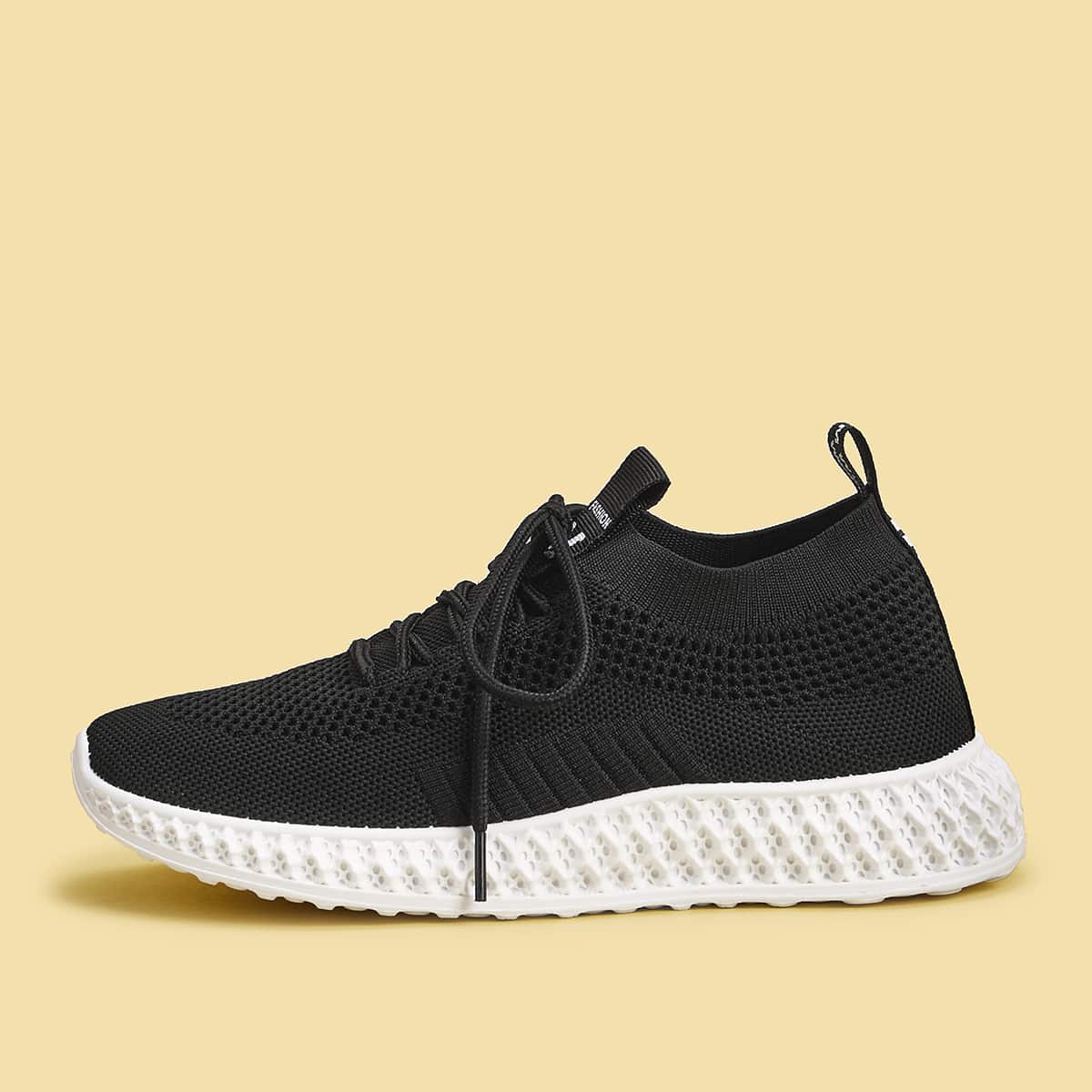

Lace-up Front Wide Fit Sneakers, Black