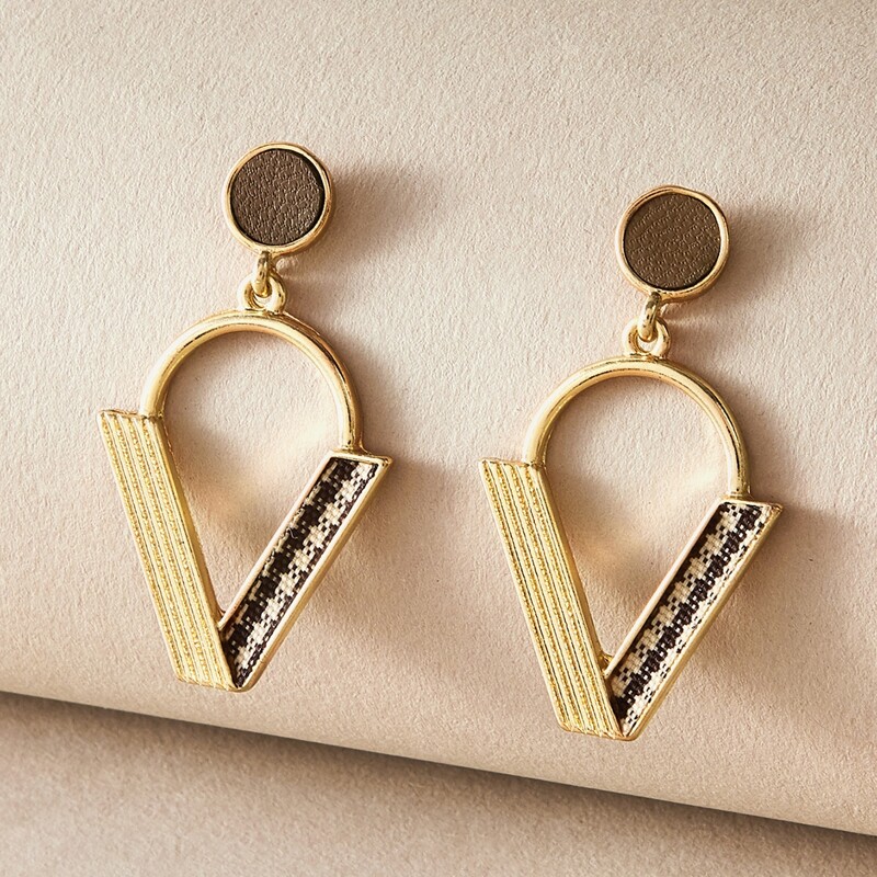 

1pair Hollow Out Letter Design Drop Earrings, Multicolor