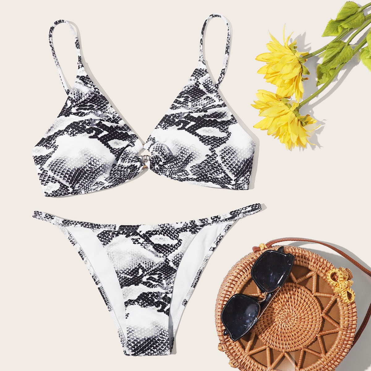 Snakeskin Ring Linked Tanga Bikini Swimsuit thumbnail