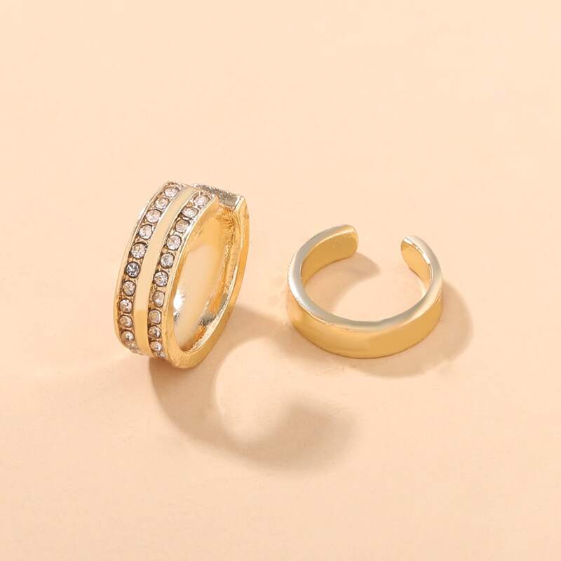 

1pair Rhinestone Decor Ear Cuff, Gold