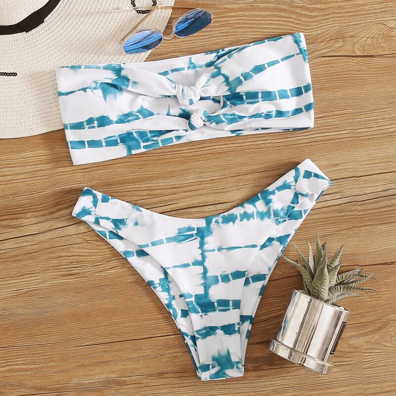 

Tie Dye Knot High Cut Bikini Swimsuit, Multicolor