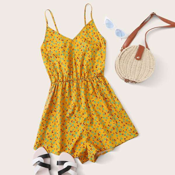 

Ditsy Floral Cami Romper, Yellow