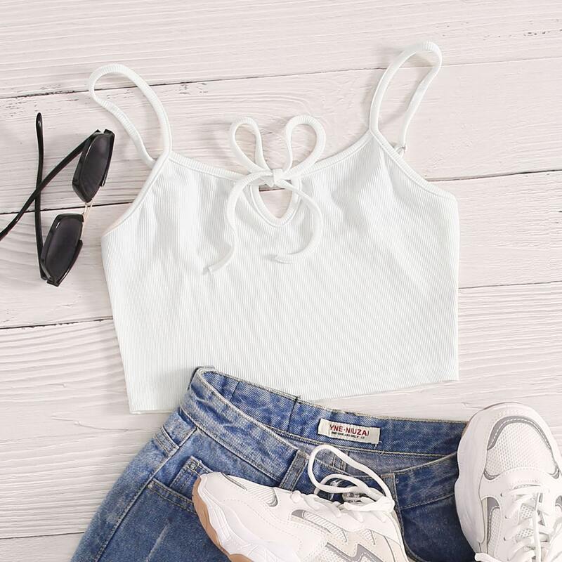 

Tie Front Crop White Cami
