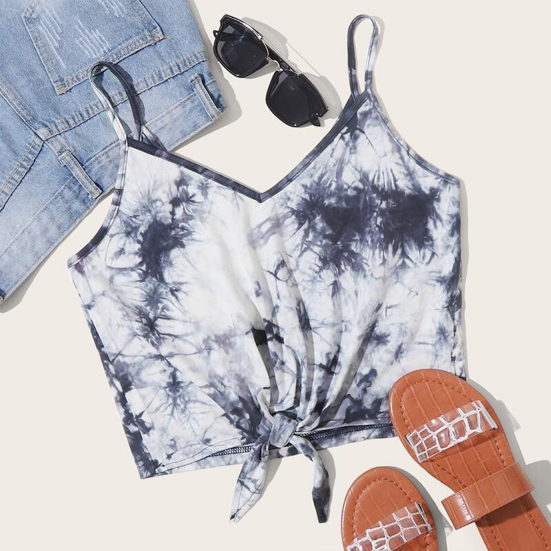 

Tie Dye Knot Crop Cami, Multicolor
