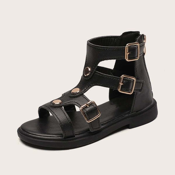 

Girls Buckle Strap Gladiator Sandals, Black
