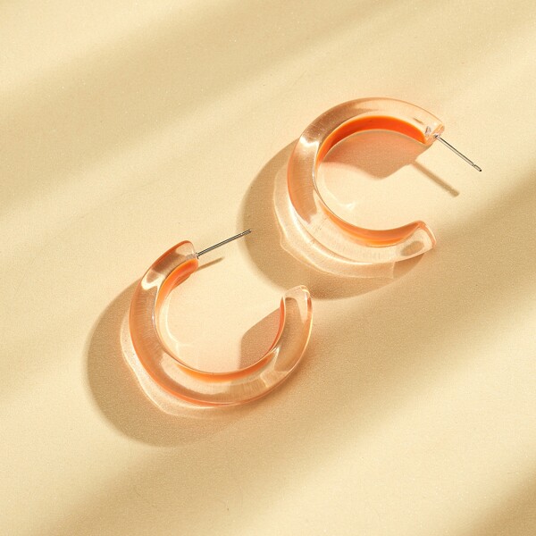 

1pair Clear Cuff Hoop Earrings, Orange