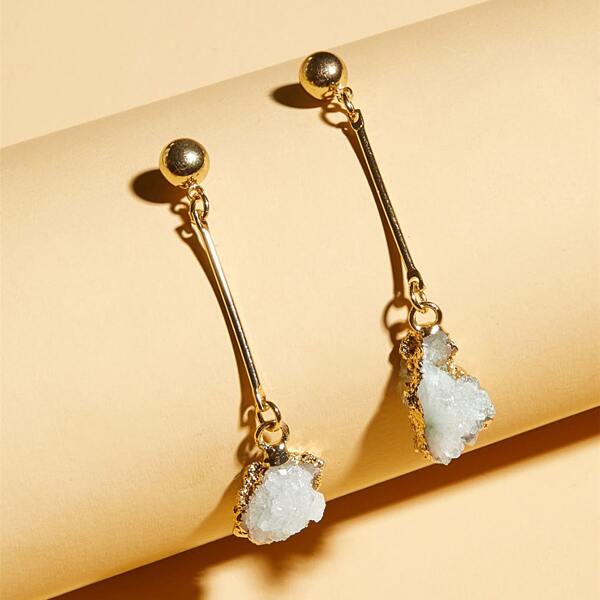

1pair Stone Decor Drop Earrings, Multicolor