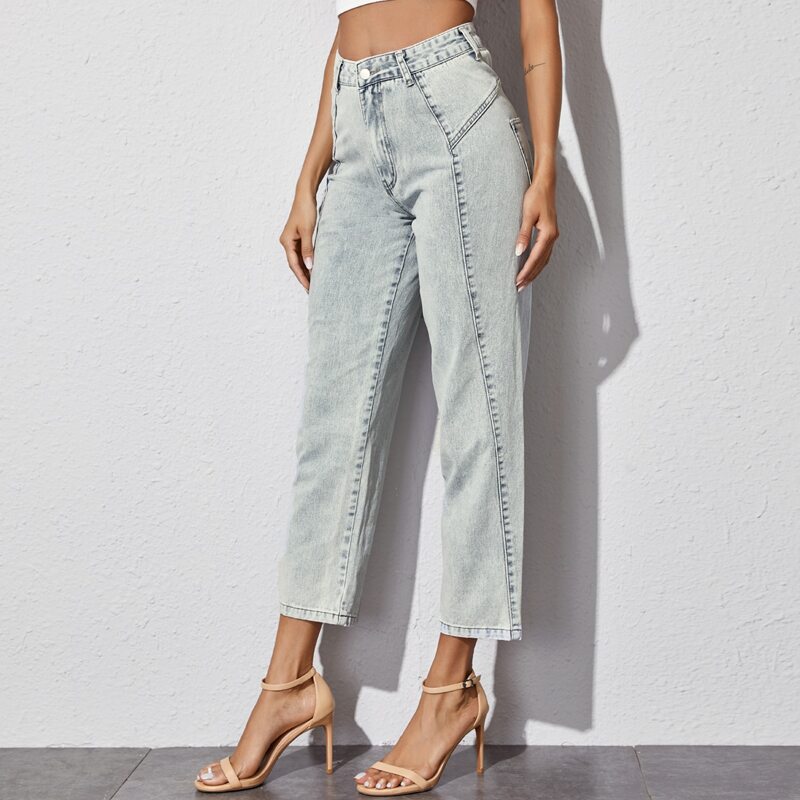 

Light Wash Carrot Cropped Jeans, Blue pastel