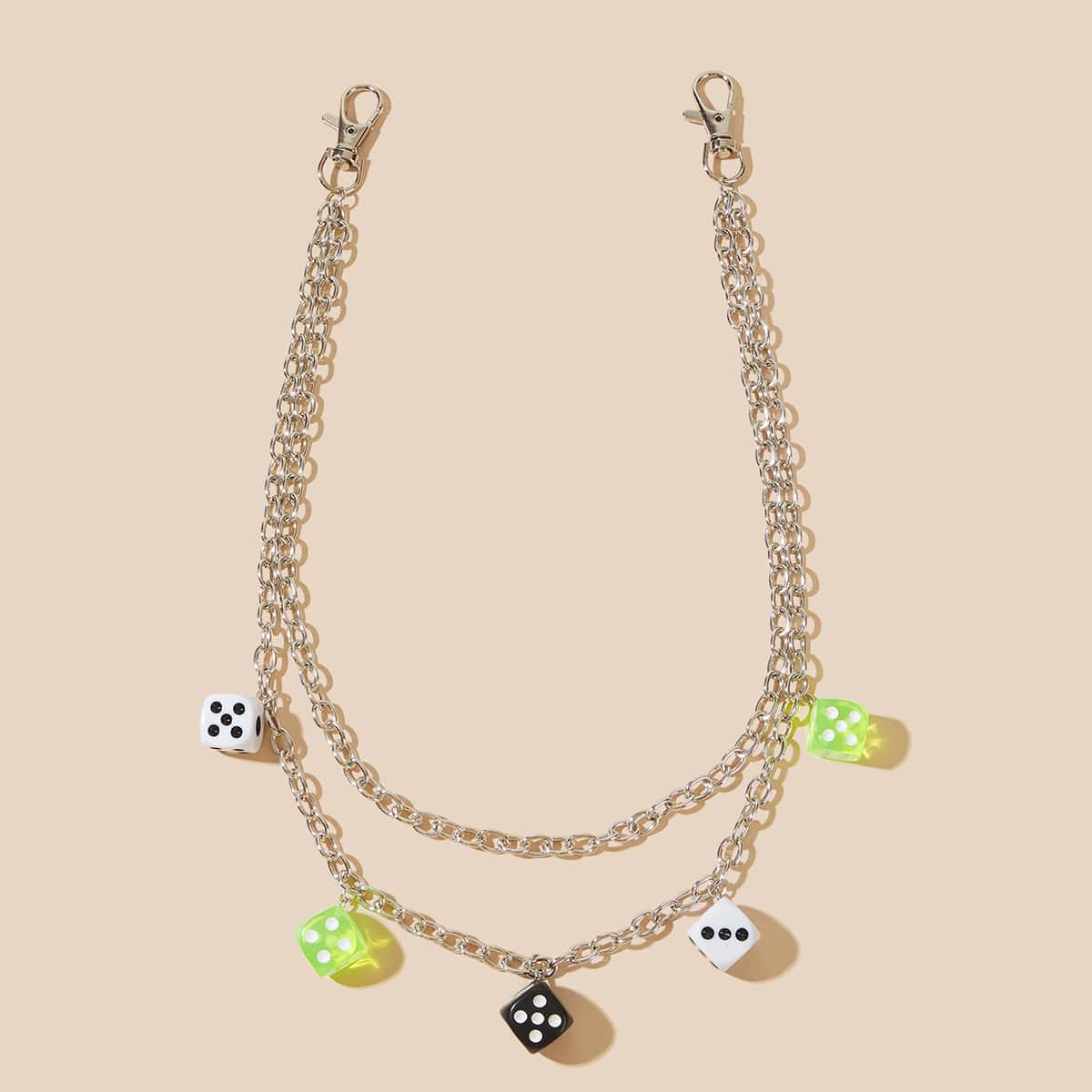 

1pc Dice Waist Chain, Silver