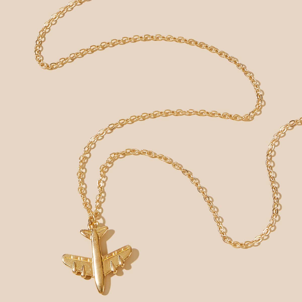 

1pc Plane Chain Necklace, Gold