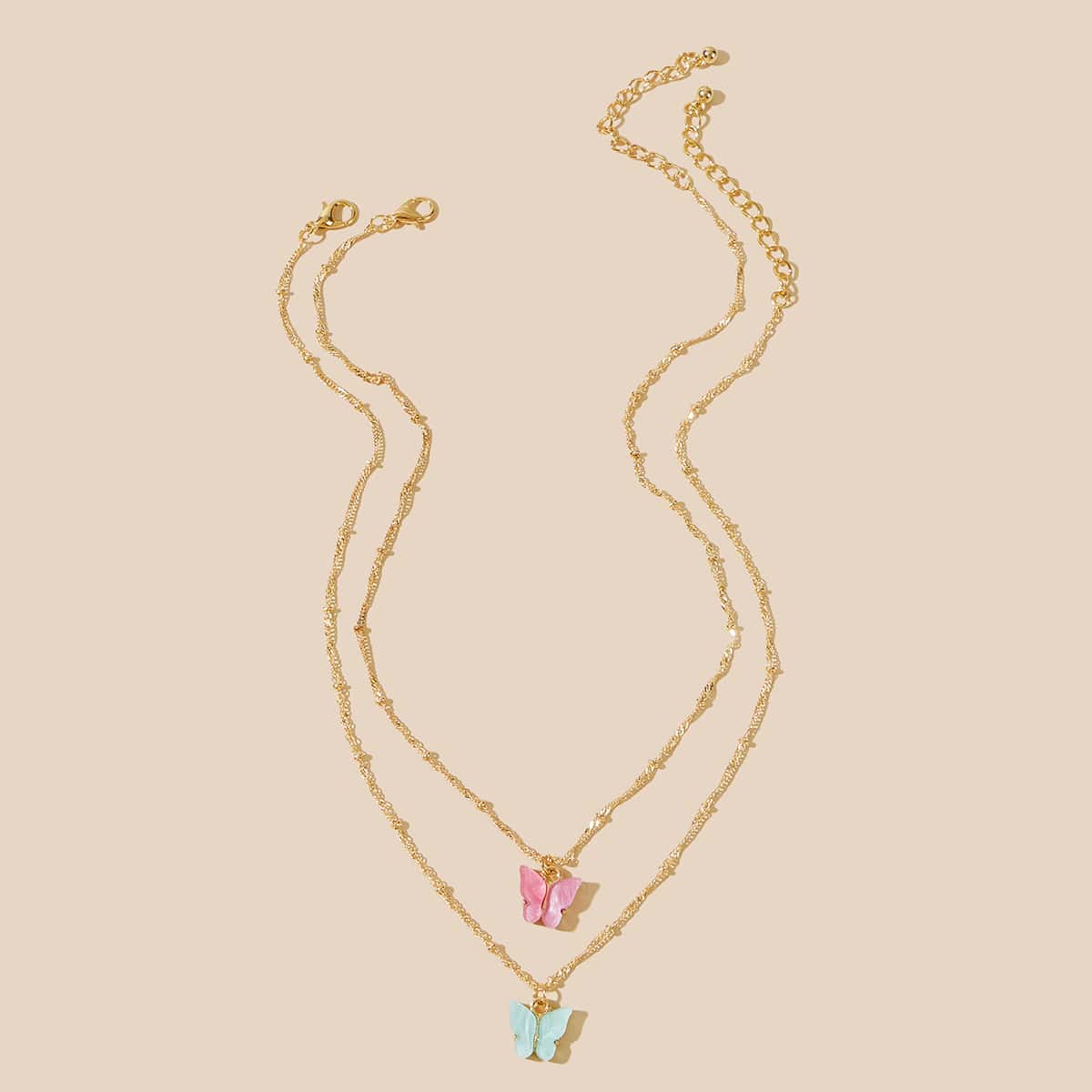 

2pcs Butterfly Chain Necklace, Gold