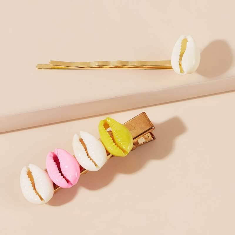 

2pcs Shell Hair Clip, Multicolor