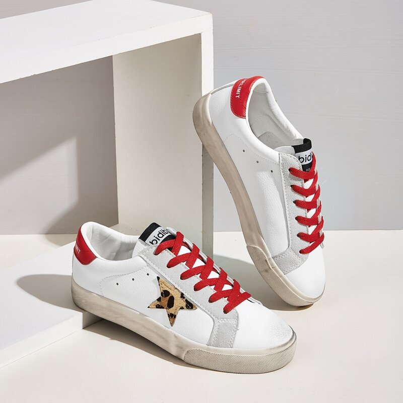 

Lace-up Front Star Patch Sneakers, White