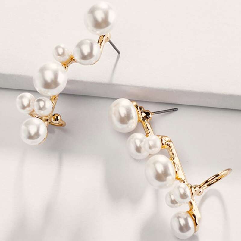 

1pair Pearl Decor Stud Earrings, Multicolor