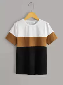 SHEIN Boys Letter Graphic Colourblock Top - Multicolor - View 1