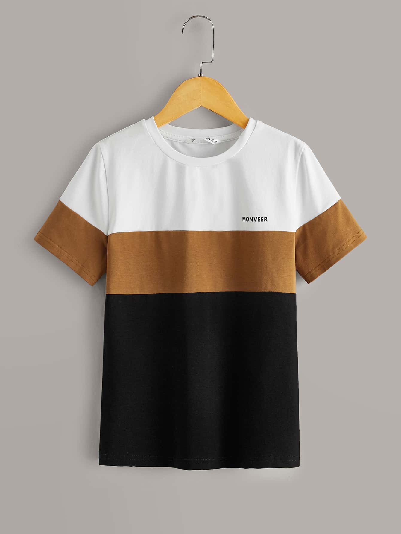 SHEIN Boys Letter Graphic Colourblock Top - Multicolor - View 1