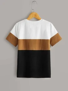 SHEIN Boys Letter Graphic Colourblock Top - Multicolor - View 2