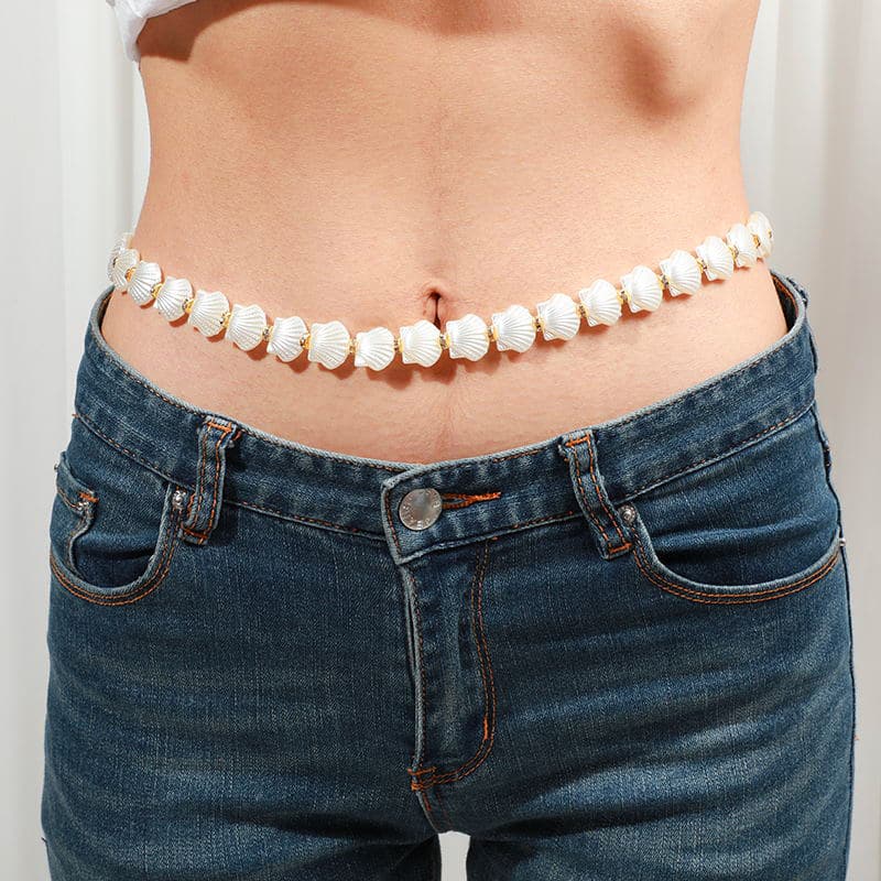 

Shell Beaded Belt, White