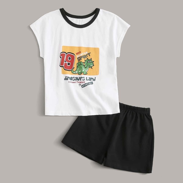 

Toddler Boys Dinosaur And Letter Graphic PJ Set, Multicolor
