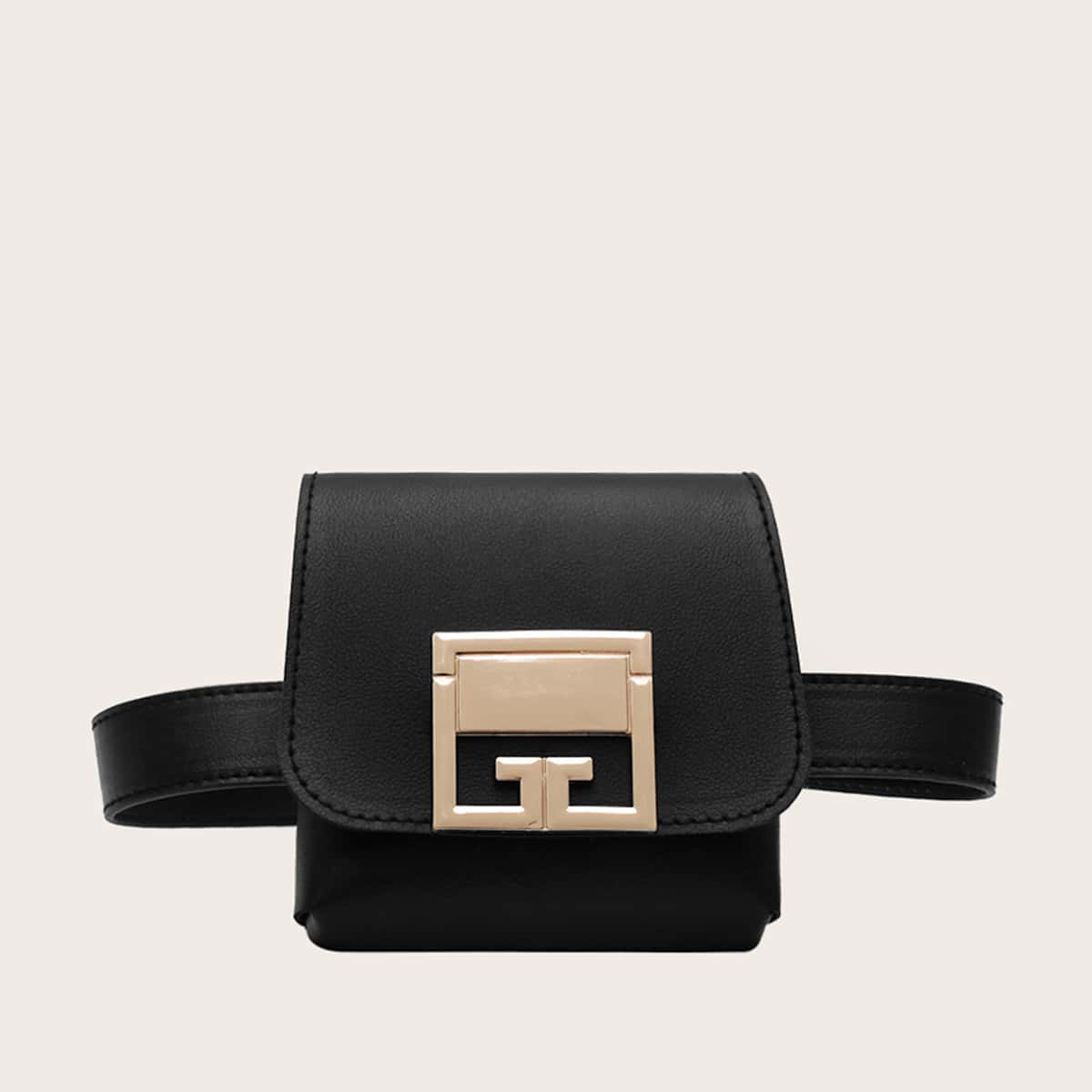 

Mini Metal Decor Fanny Pack, Black