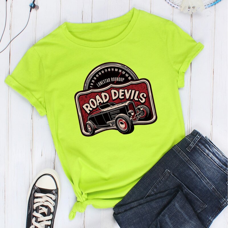 

Neon Green Car & Letter Graphic Tee, Green bright
