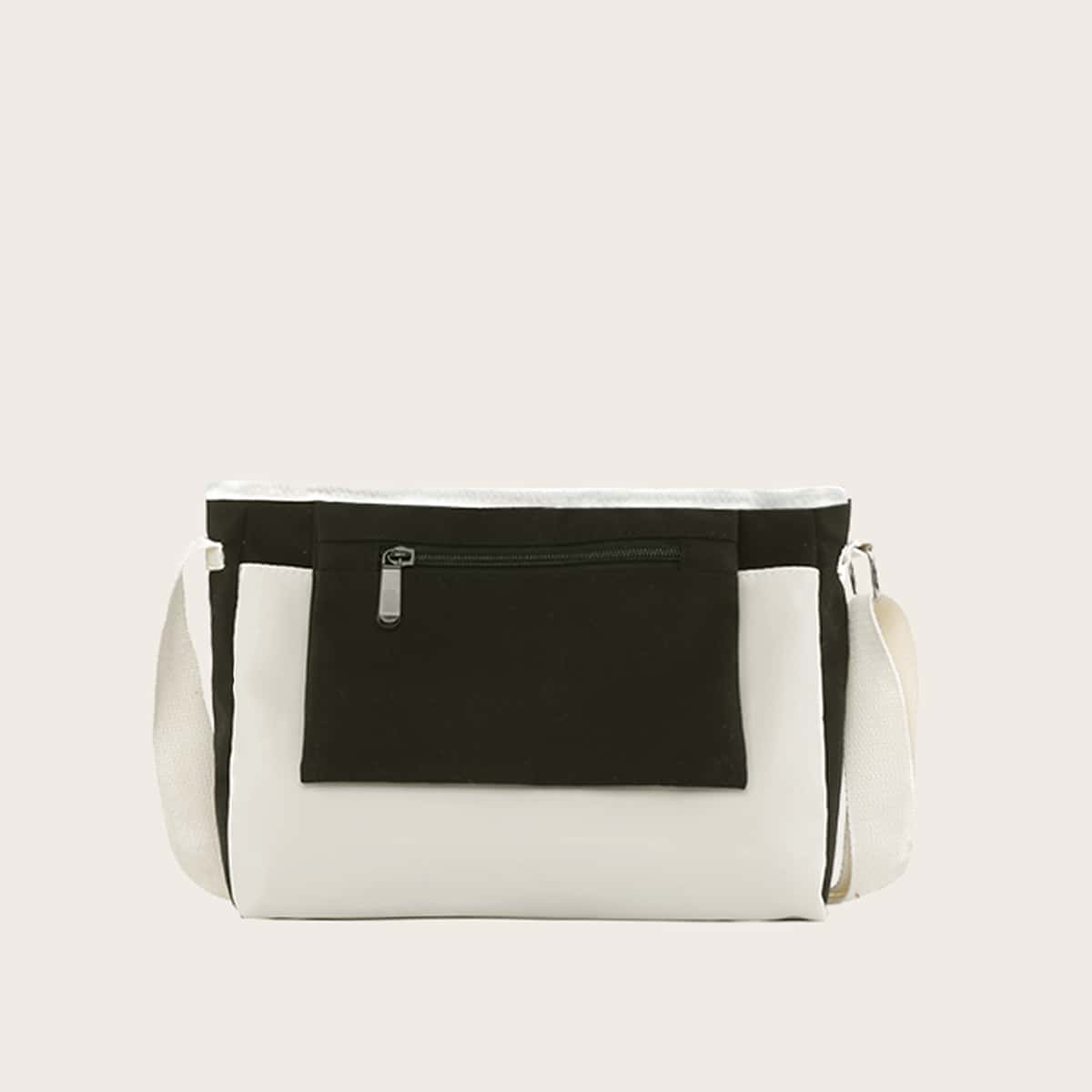 

Guys Colorblock Crossbody Bag, Black and white