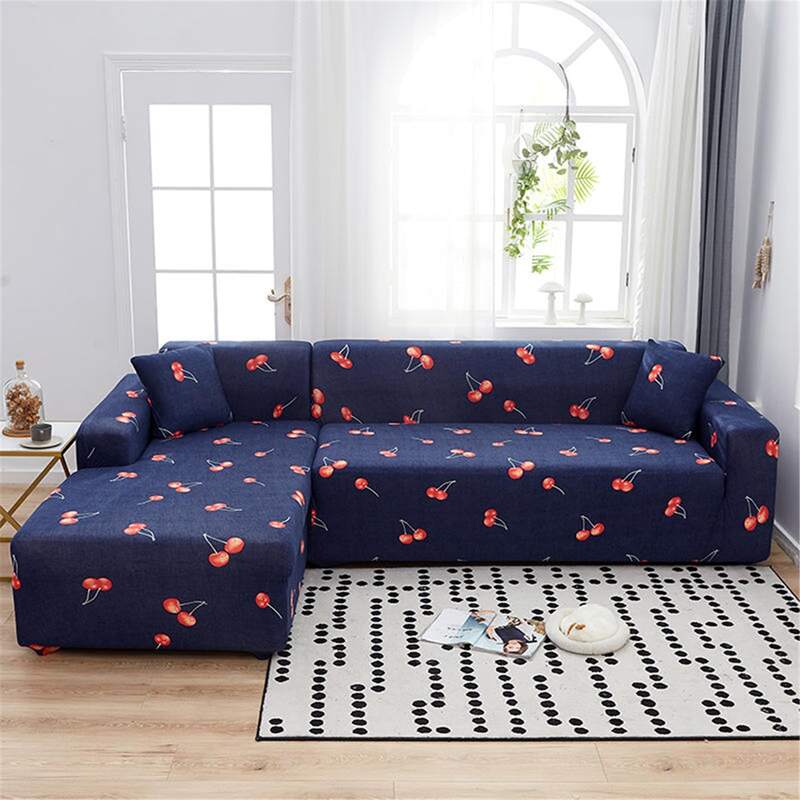 

Cherry Print Sofa Cover Without Cushion Cover, Navy