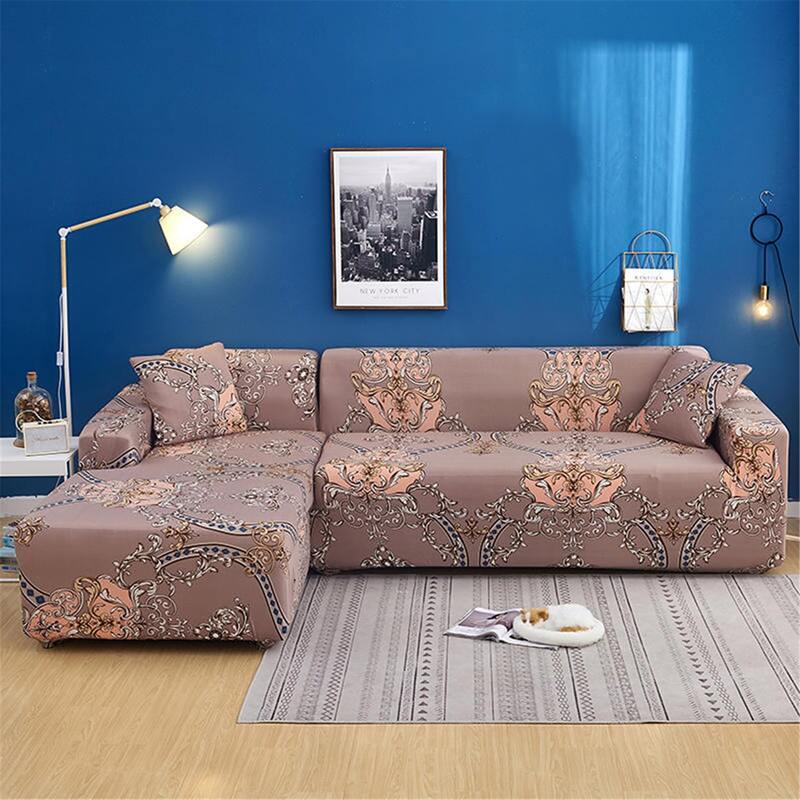 

Damask Print Sofa Cover Without Cushion Cover, Brown