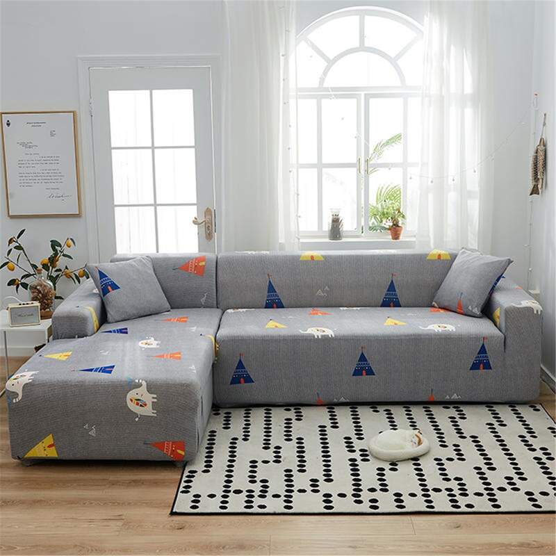 

Cartoon Graphic Sofa Cover Without Cushion Cover, Grey