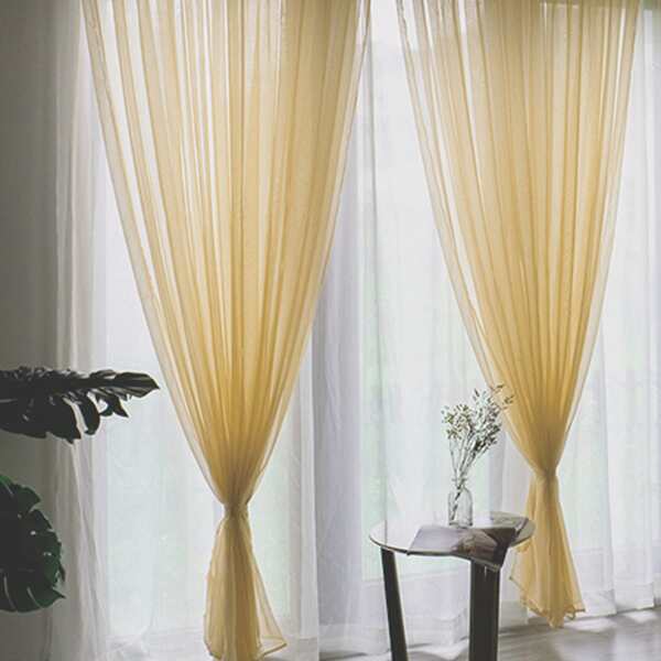 

1pc Minimalist Solid Sheer Curtain, Yellow