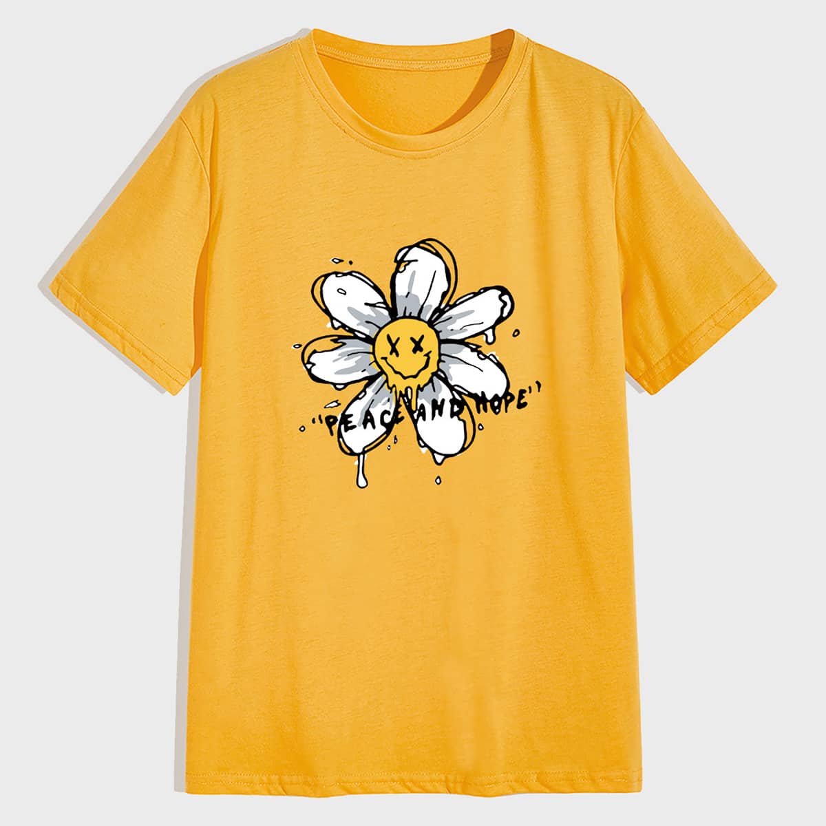 

Guys Floral & Letter Graphic Tee, Yellow