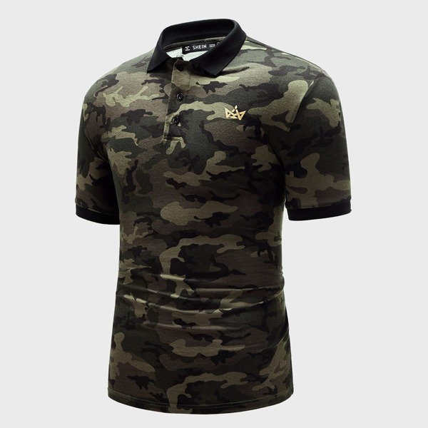 

Men Geo & Camo Print Ringer Polo Shirt, Multicolor