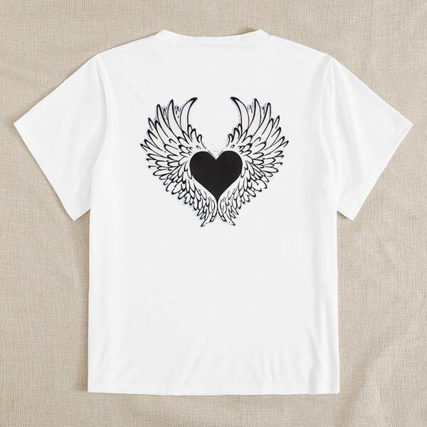 

Plus Heart And Wing Print Tee, White