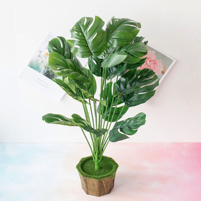 

1pc Artificial Tropical Leaf Without Bottom Pot, Green
