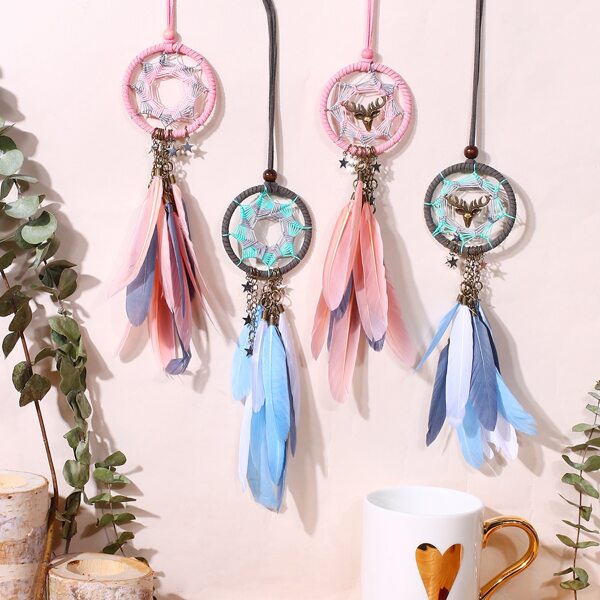 

1pc Feather Decor Dream Catcher