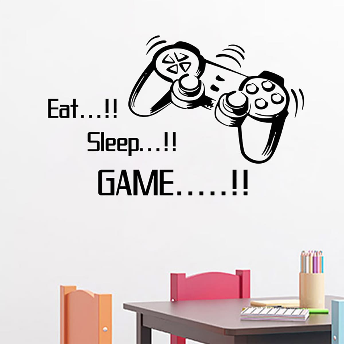 

Slogan Graphic Wall Sticker, Black and white