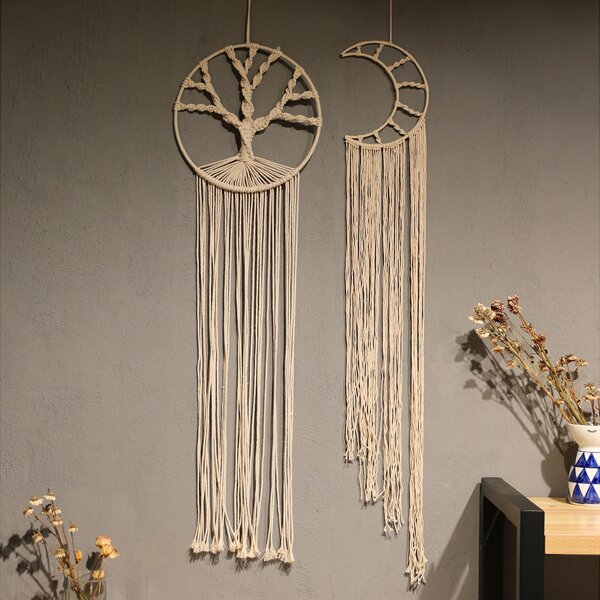 

1pc Tree & Moon Design Dreamcatcher, Beige